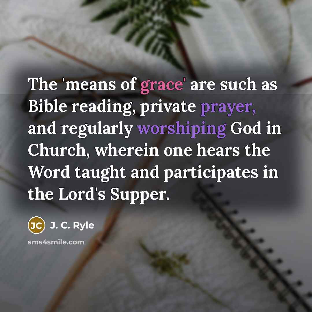 “The 'means of grace' are such as Bible reading, private…” quote by J. C. Ryle