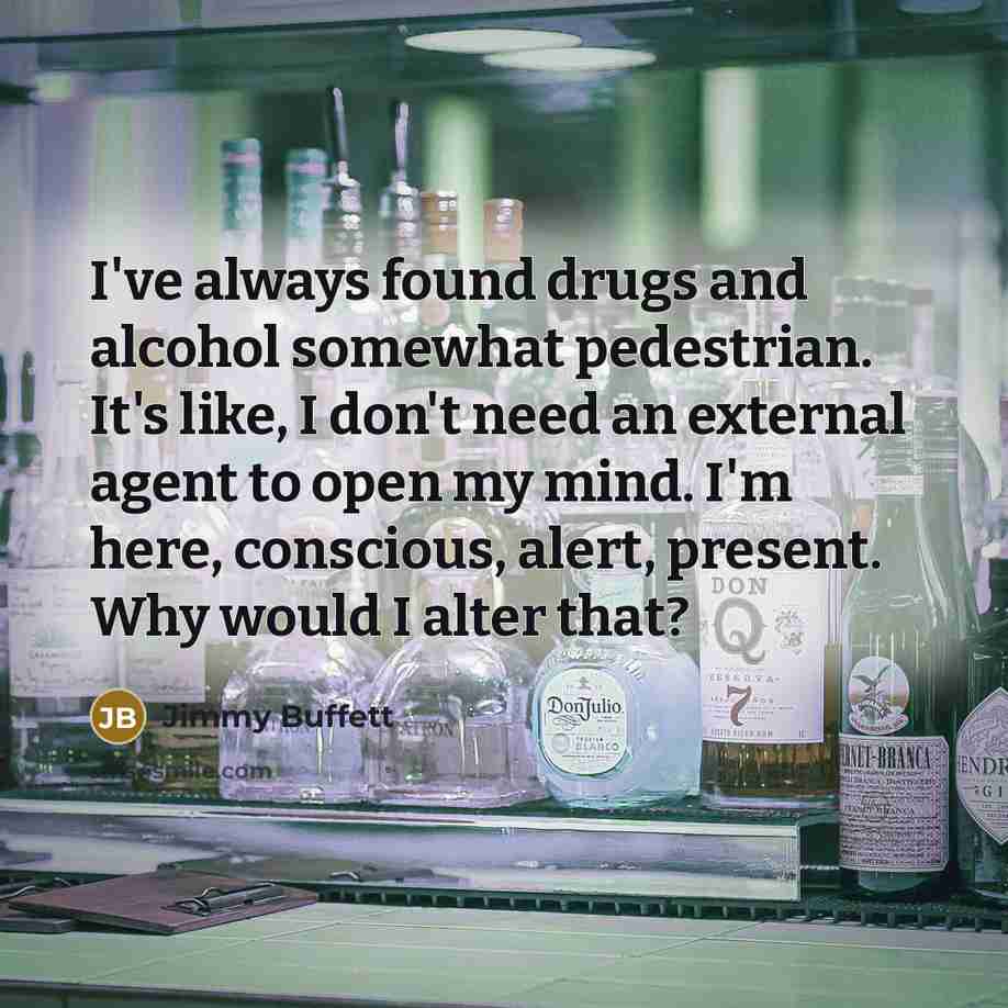 “I've always found drugs and alcohol somewhat pedestrian. It's like,…” quote by Jimmy Buffett