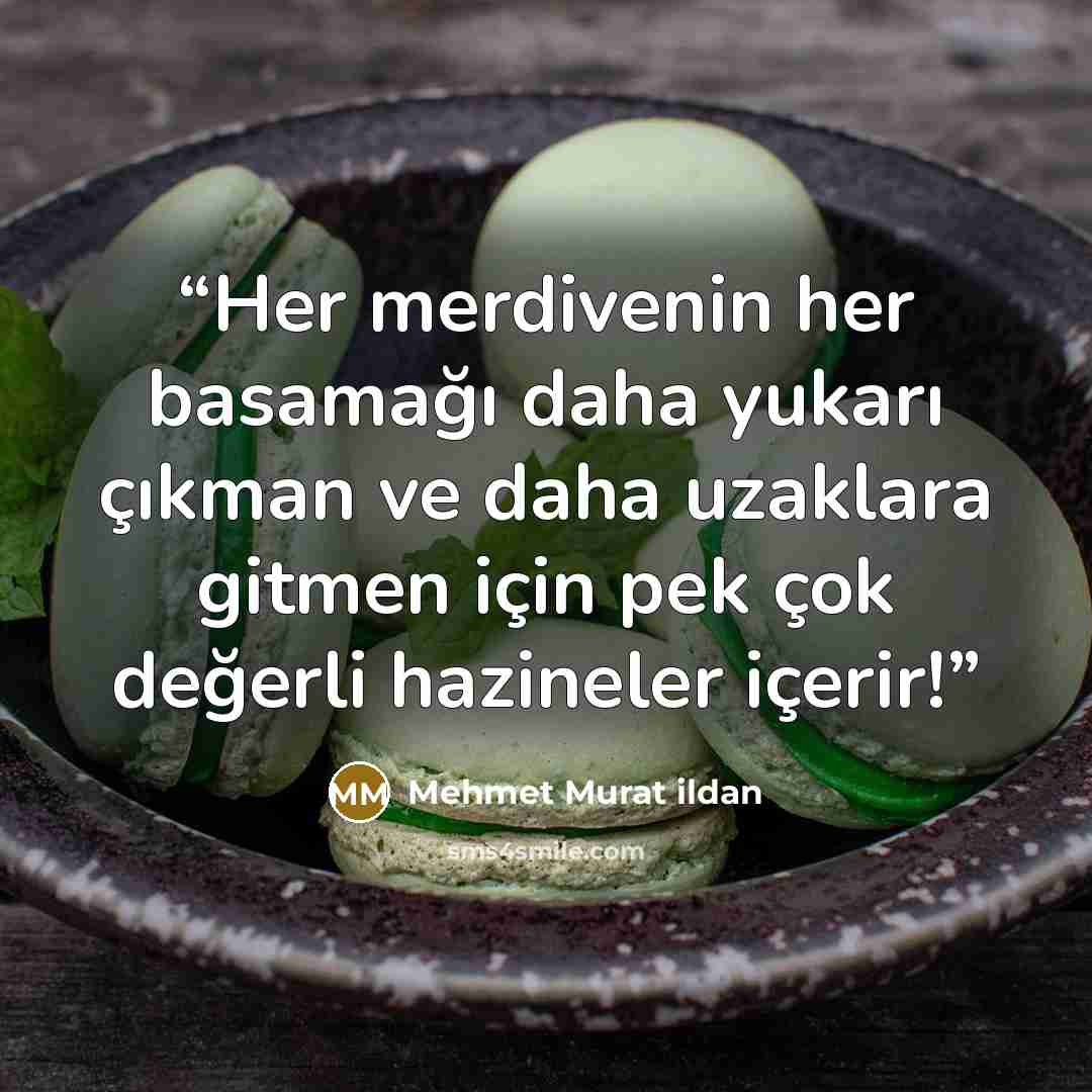 “Her merdivenin her basamağı daha yukarı çıkman ve daha uzaklara gitmen için pek çok değerli hazineler içerir!” quote by Mehmet Murat ildan