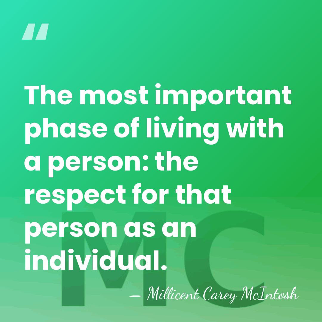 The most important phase of living with a person: the respect for&hellip; - Millicent Carey McIntosh
