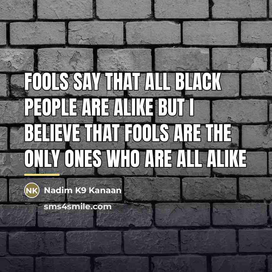 “Fools say that all black people are alike but I…” quote by Nadim K9 Kanaan