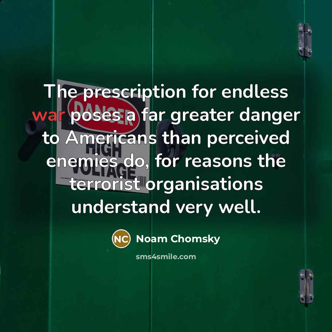 “The prescription for endless war poses a far greater danger…” quote by Noam Chomsky