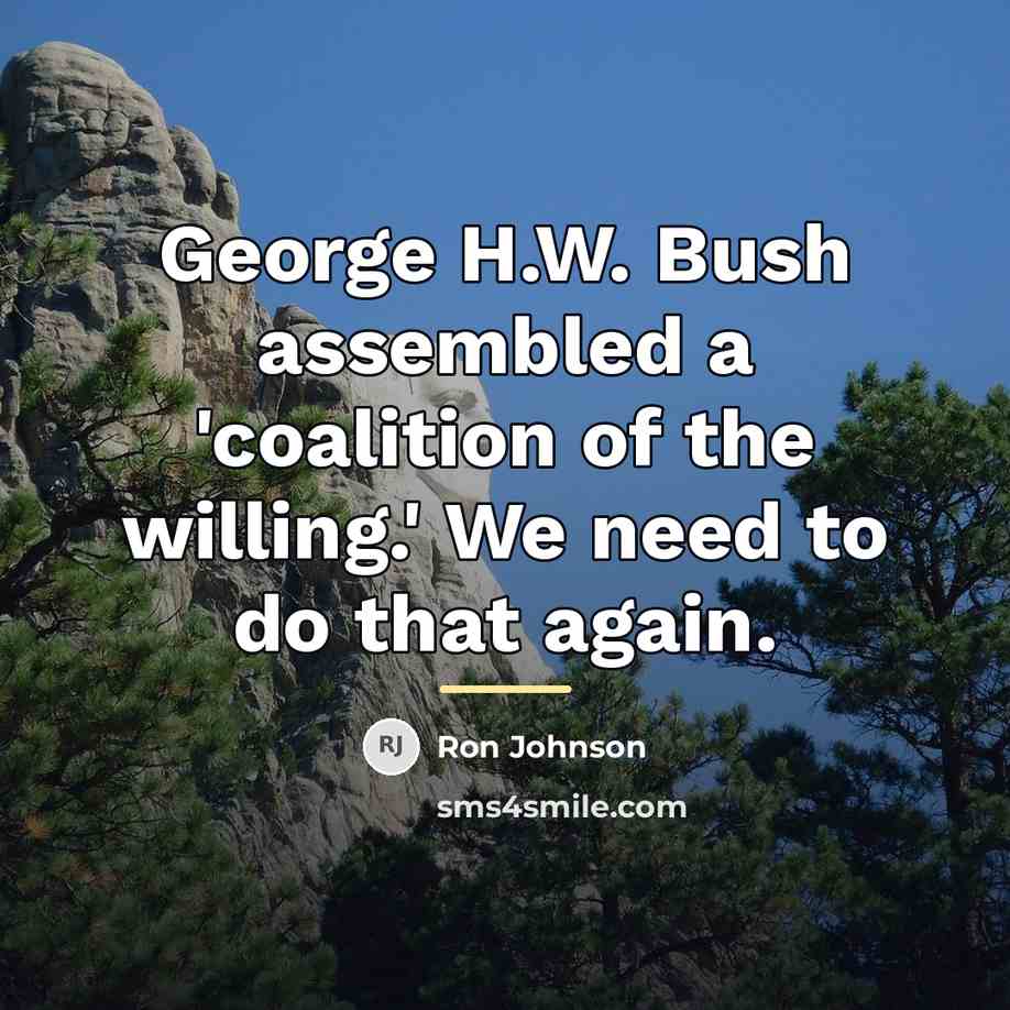 “George H.W. Bush assembled a 'coalition of the willing.' We…” quote by Ron Johnson