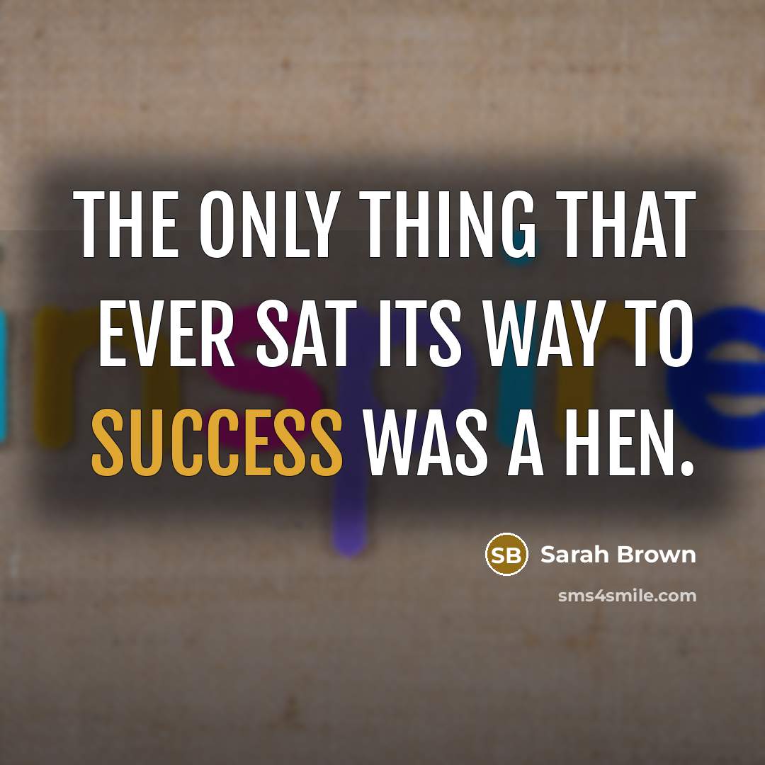 “The only thing that ever sat its way to success…” quote by Sarah Brown