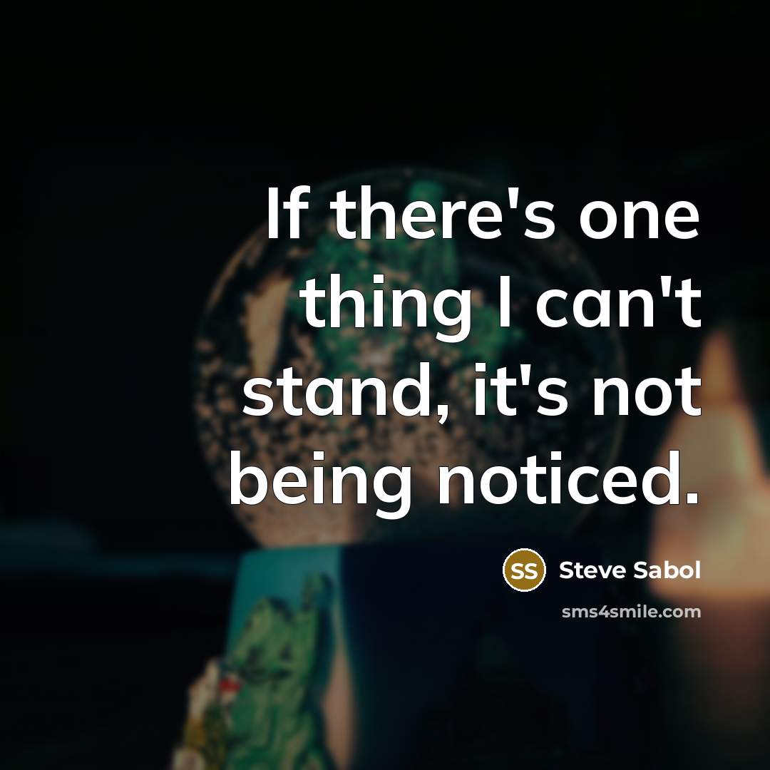 “If there's one thing I can't stand, it's not being noticed.” quote by Steve Sabol