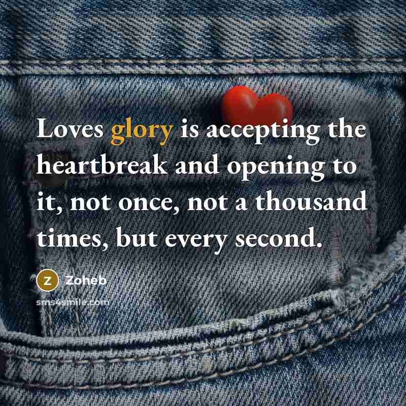“Loves glory is accepting the heartbreak and opening to it,…” quote by Zoheb