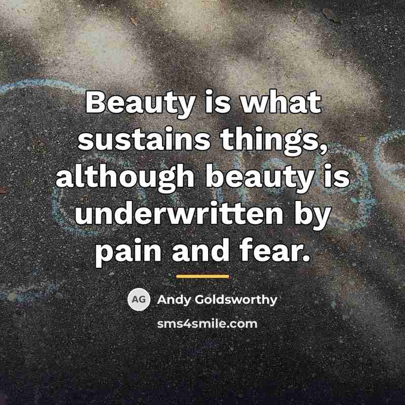 “Beauty is what sustains things, although beauty is underwritten by…” quote by Andy Goldsworthy
