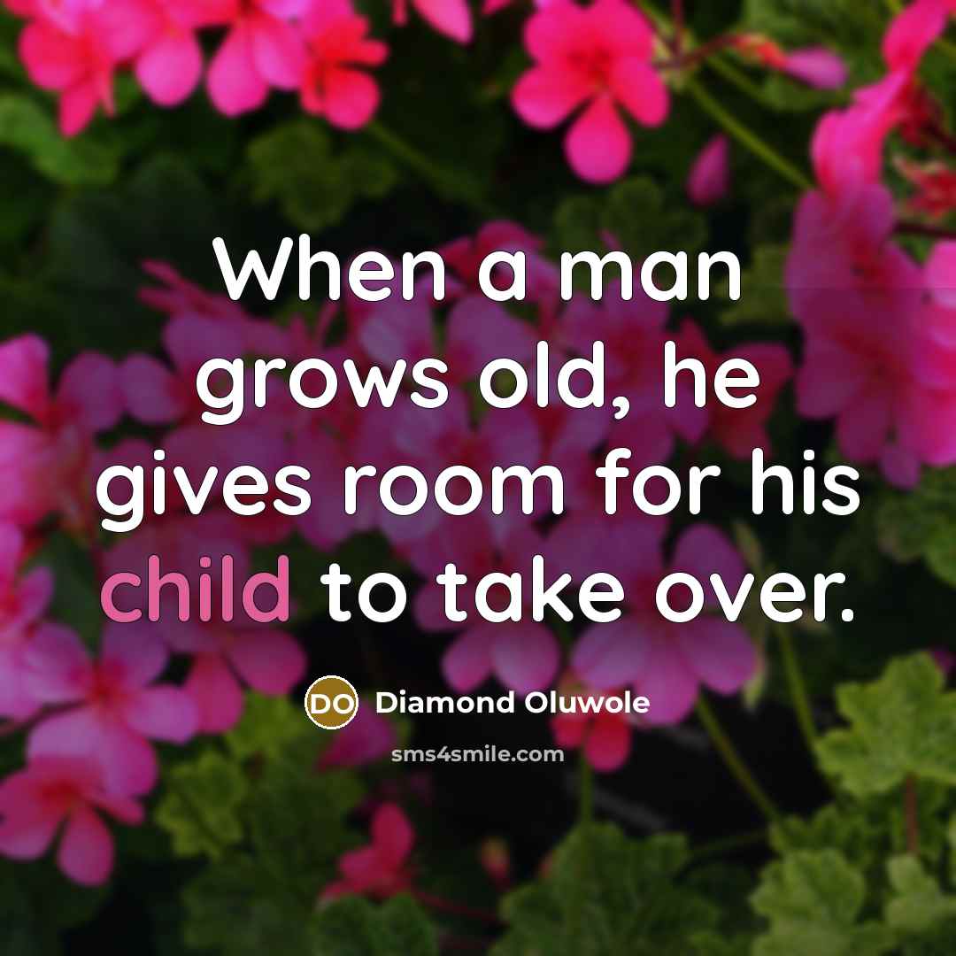“When a man grows old, he gives room for his…” quote by Diamond Oluwole