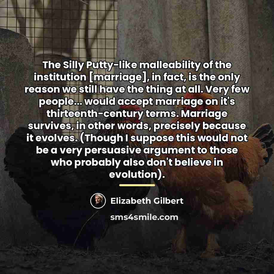 “The Silly Putty-like malleability of the institution [marriage], in fact,…” quote by Elizabeth Gilbert