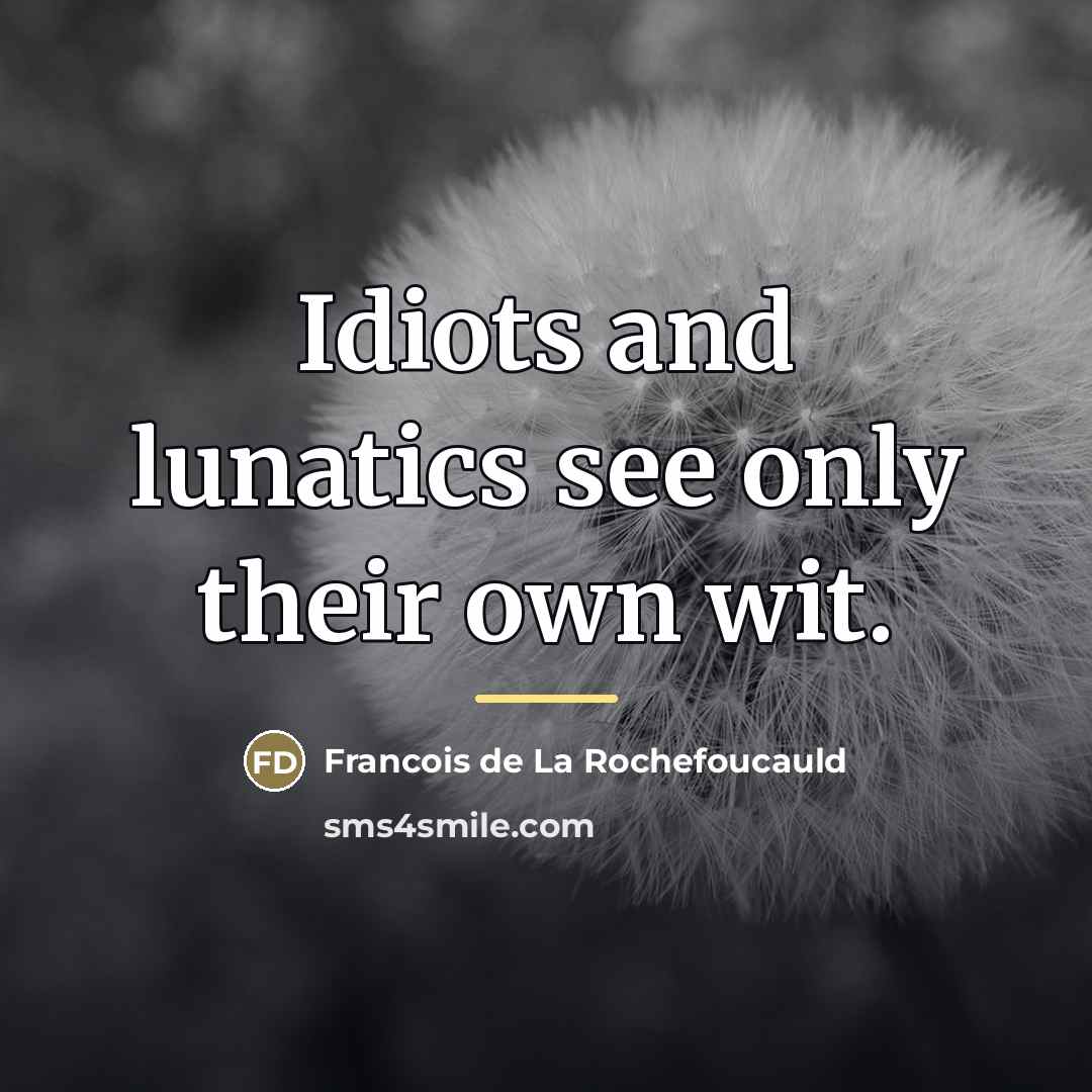 “Idiots and lunatics see only their own wit.…” quote by Francois De La Rochefoucauld