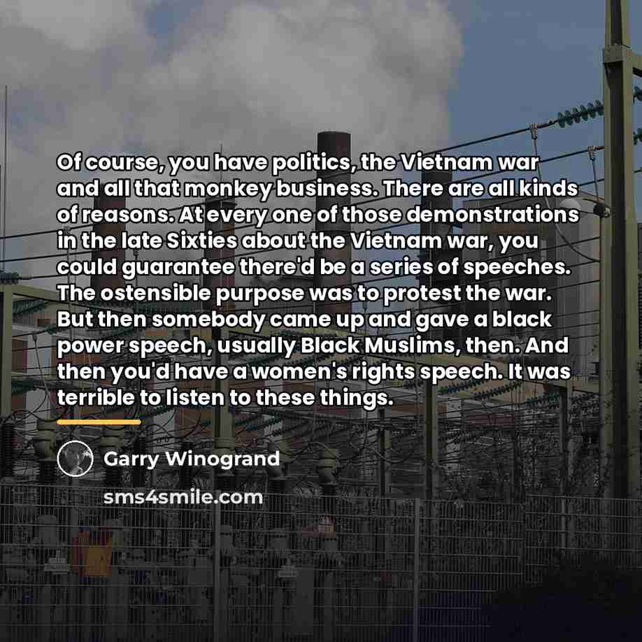 “Of course, you have politics, the Vietnam war and all…” quote by Garry Winogrand