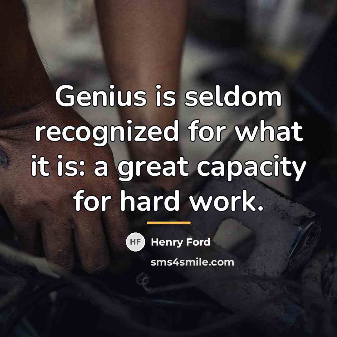 “Genius is seldom recognized for what it is: a great…” quote by Henry Ford