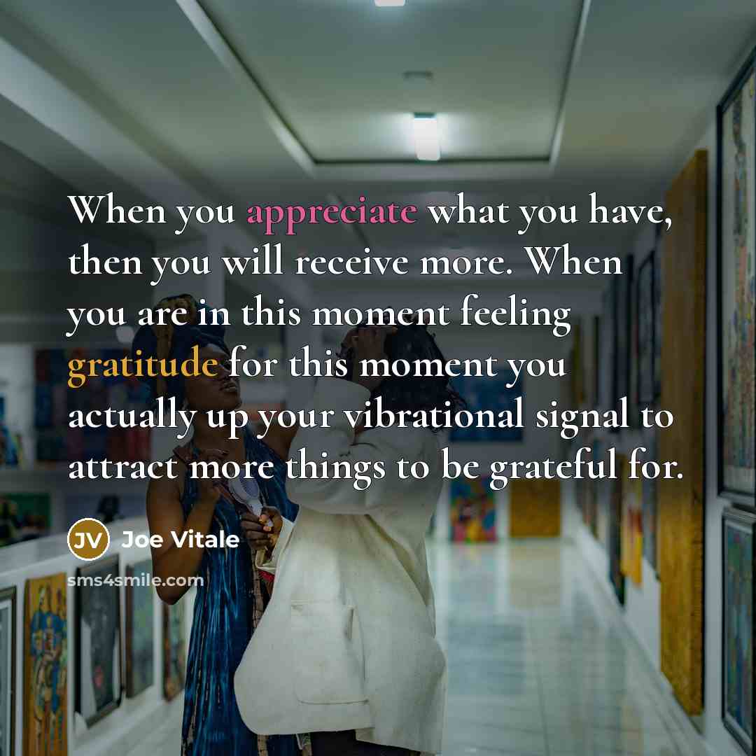 “When you appreciate what you have, then you will receive…” quote by Joe Vitale