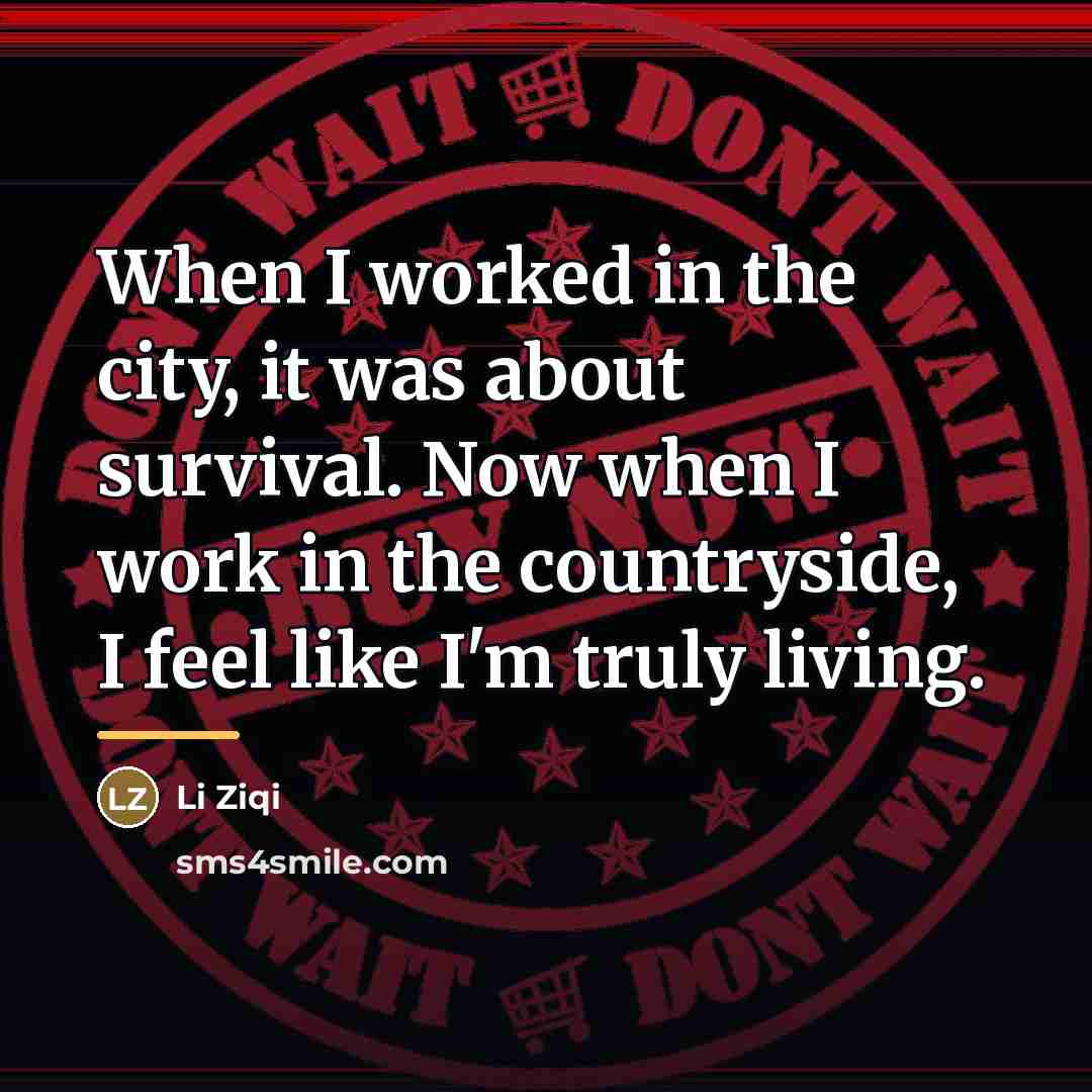 “When I worked in the city, it was about survival.…” quote by Li Ziqi