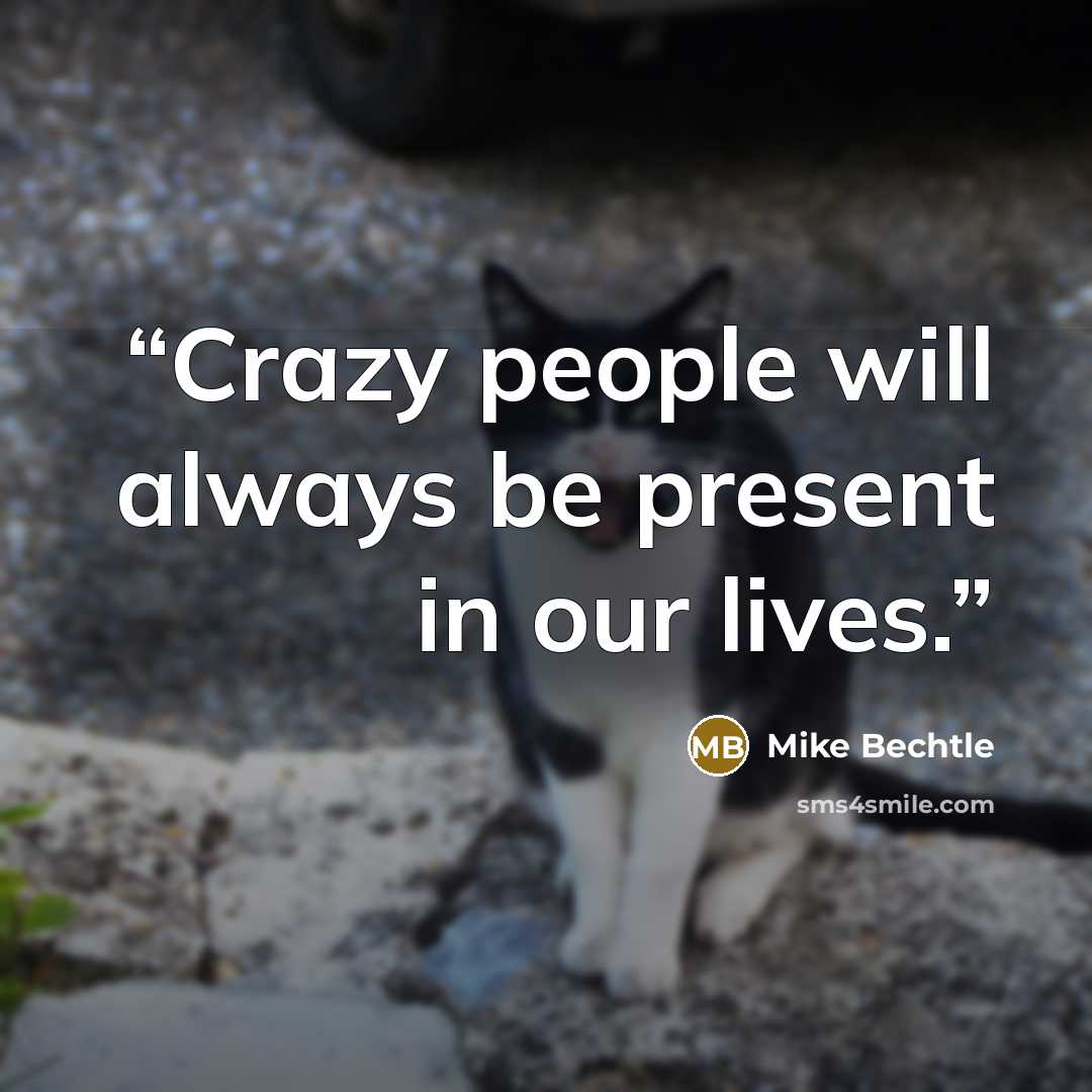 “Crazy people will always be present in our lives.” quote by Mike Bechtle