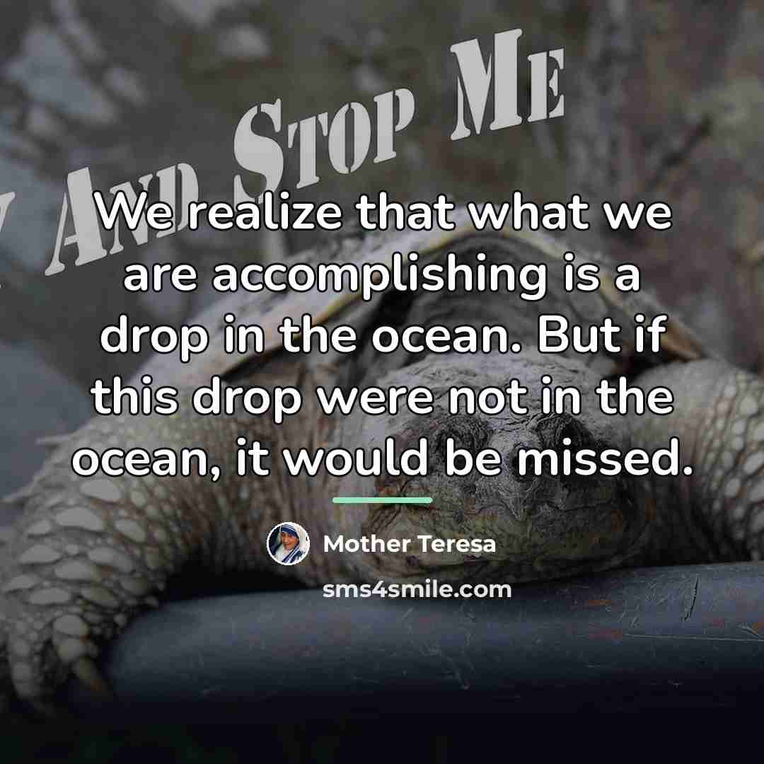 “We realize that what we are accomplishing is a drop…” quote by Mother Teresa