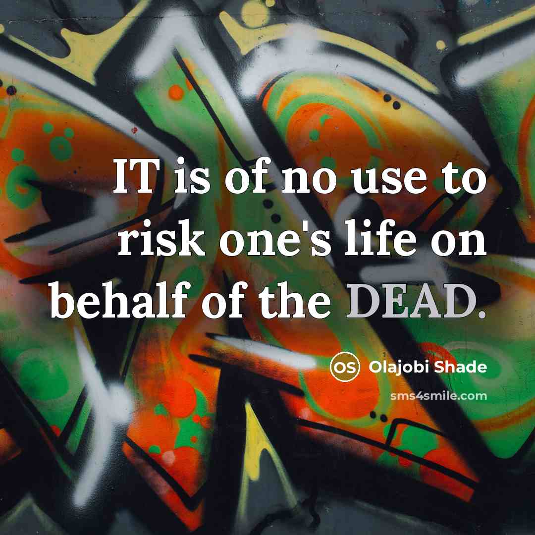 “IT is of no use to risk one's life on…” quote by Olajobi Shade