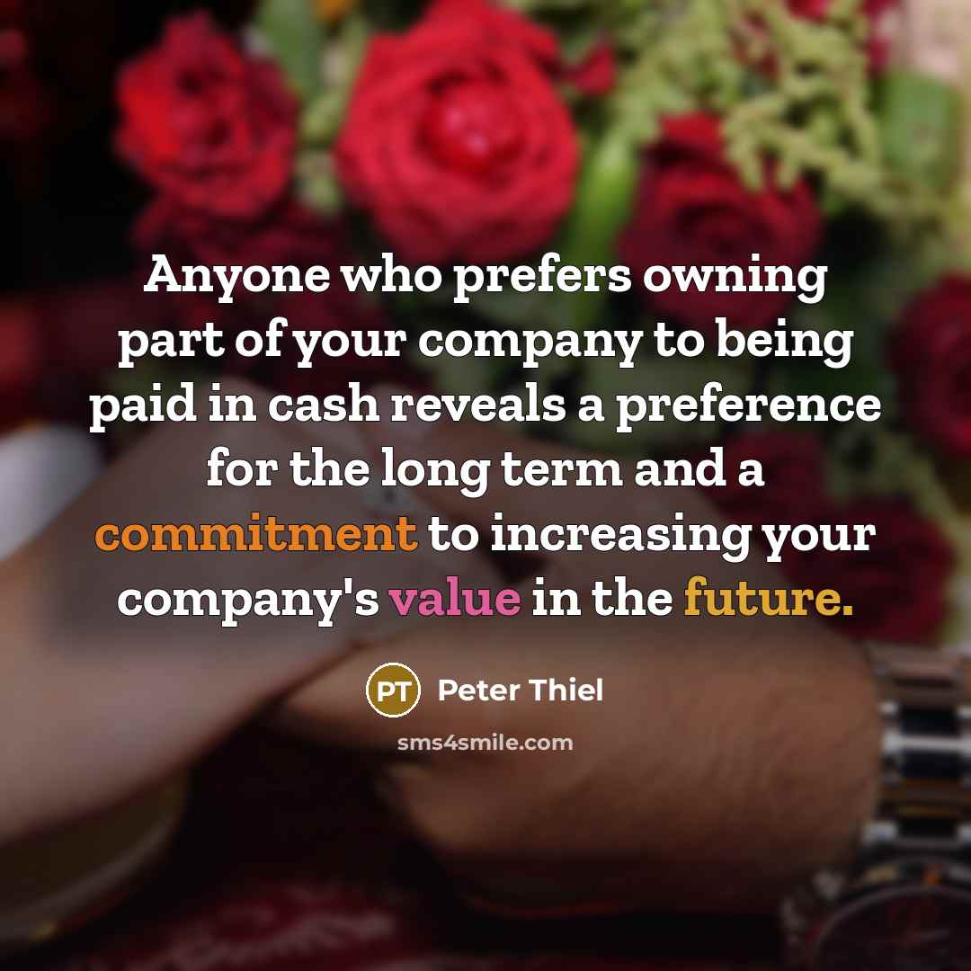 “Anyone who prefers owning part of your company to being…” quote by Peter Thiel