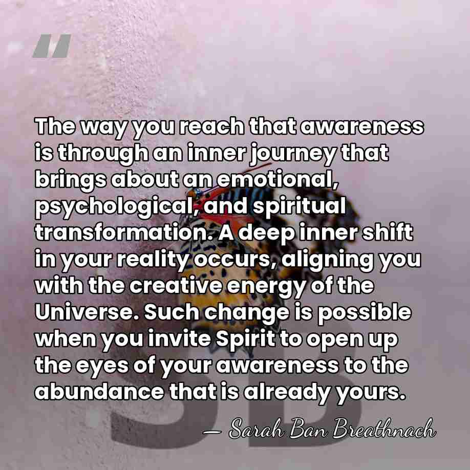 The way you reach that awareness is through an inner journey that&hellip; - Sarah Ban Breathnach