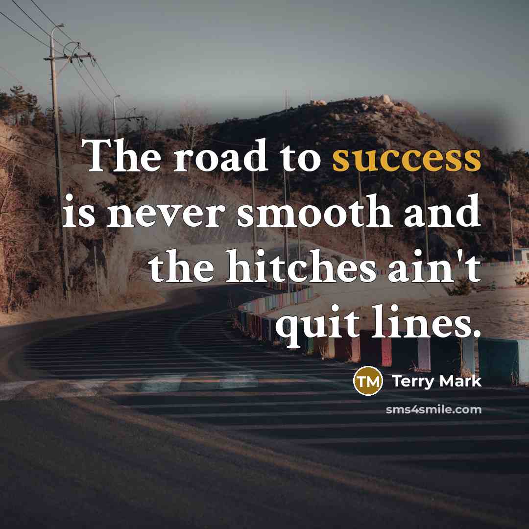 “The road to success is never smooth and the hitches…” quote by Terry Mark