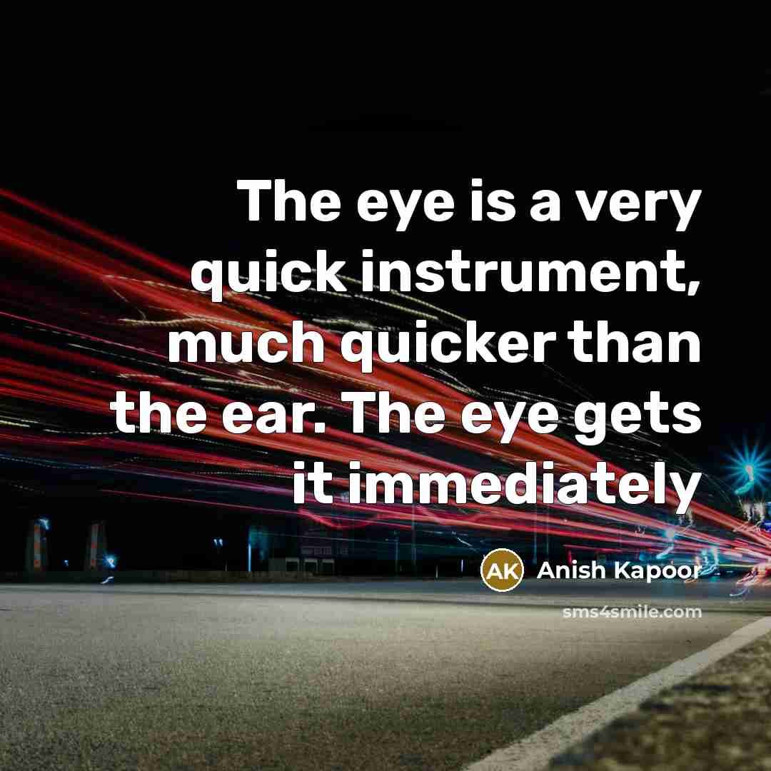 “The eye is a very quick instrument, much quicker than…” quote by Anish Kapoor