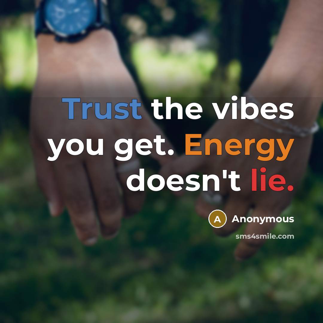 “Trust the vibes you get. Energy doesn't lie.” quote by Anonymous