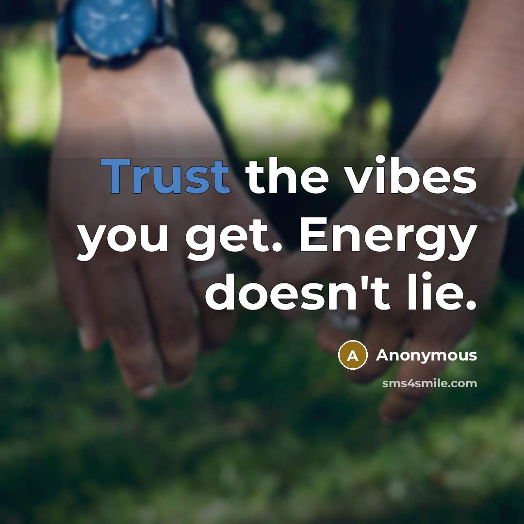 “Trust the vibes you get. Energy doesn't lie.…” quote by Anonymous