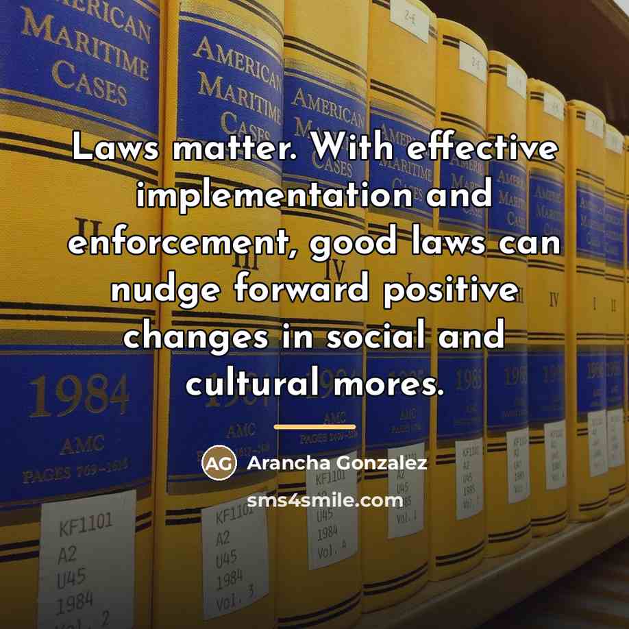 “Laws matter. With effective implementation and enforcement, good laws can…” quote by Arancha Gonzalez