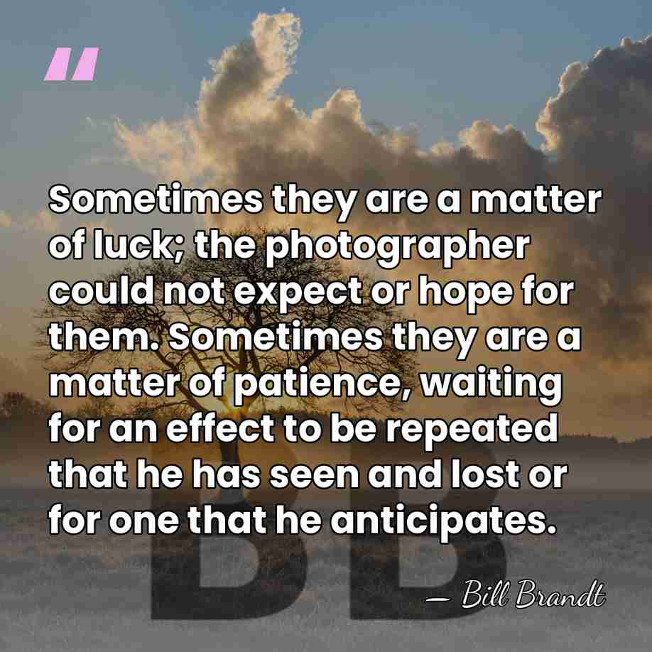 Sometimes they are a matter of luck; the photographer could not expect&hellip; - Bill Brandt