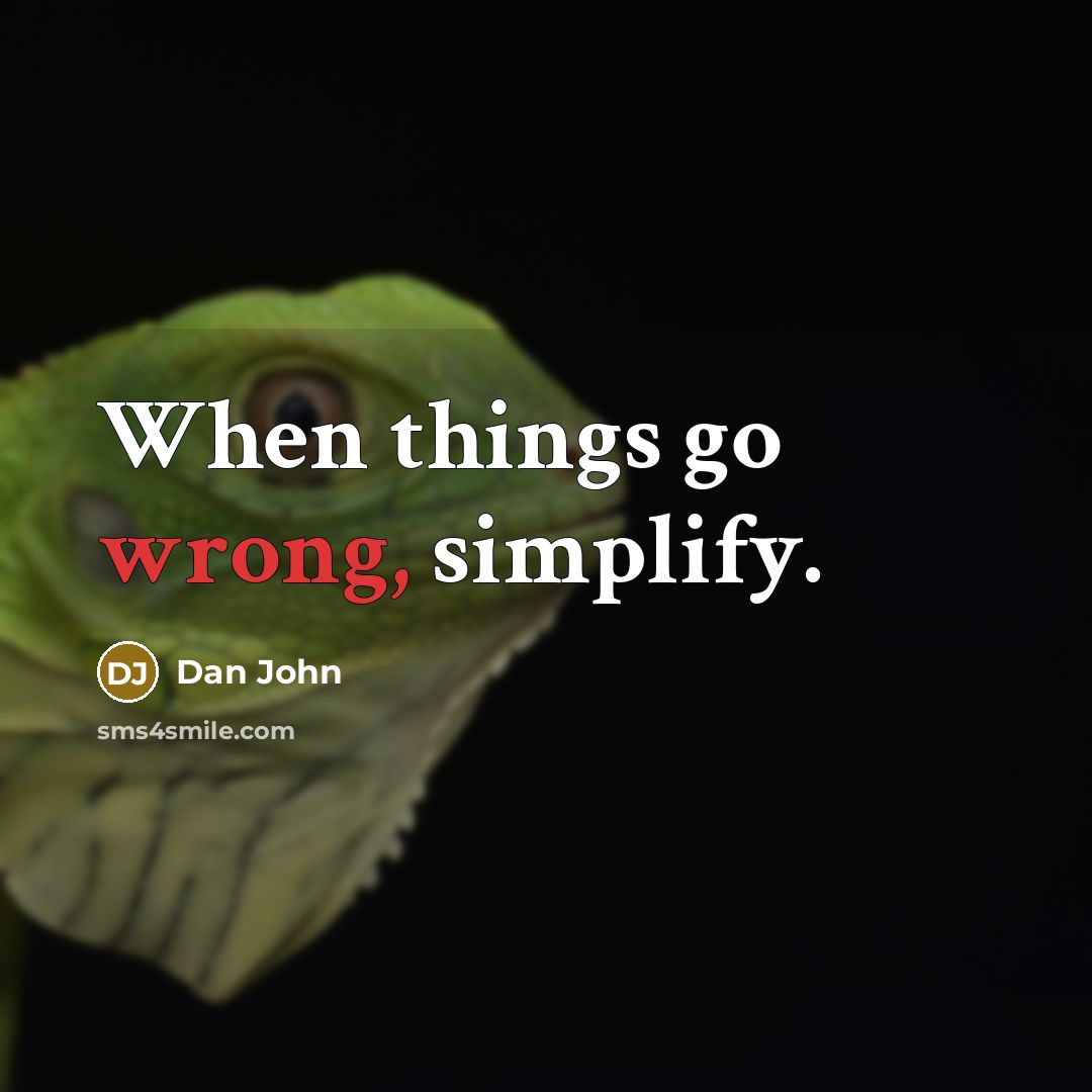 “When things go wrong, simplify.” quote by Dan John