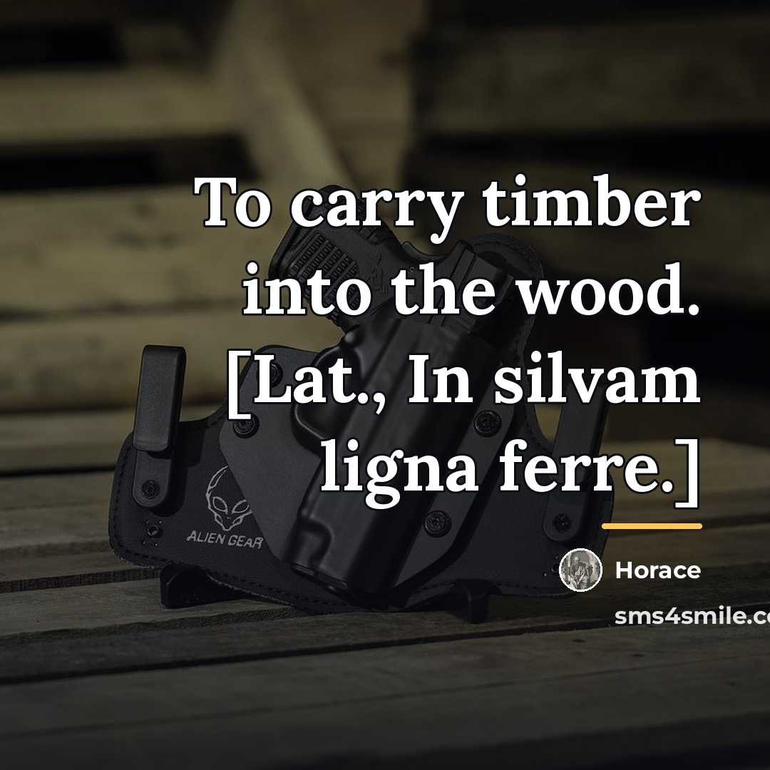 “To carry timber into the wood. [Lat., In silvam ligna…” quote by Horace