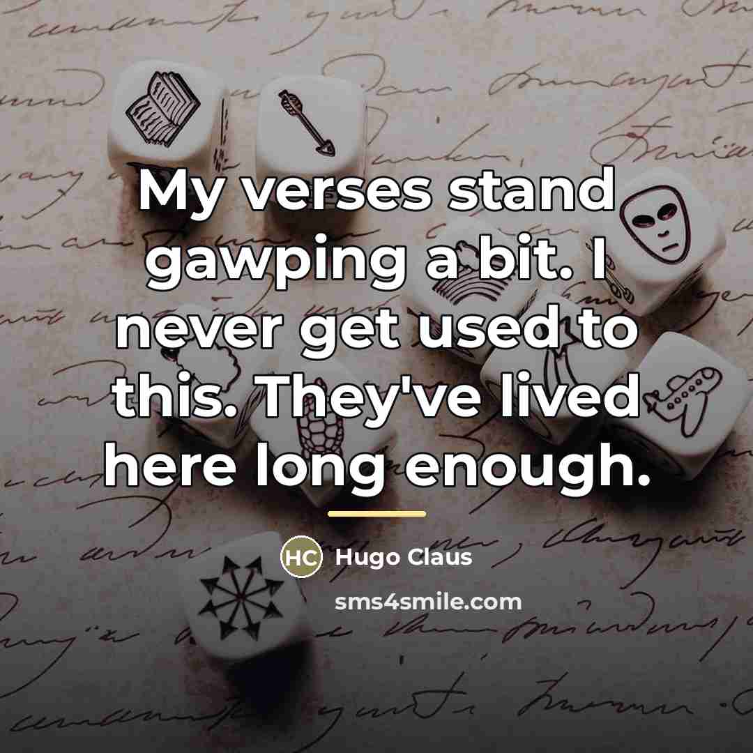 “My verses stand gawping a bit. I never get used…” quote by Hugo Claus