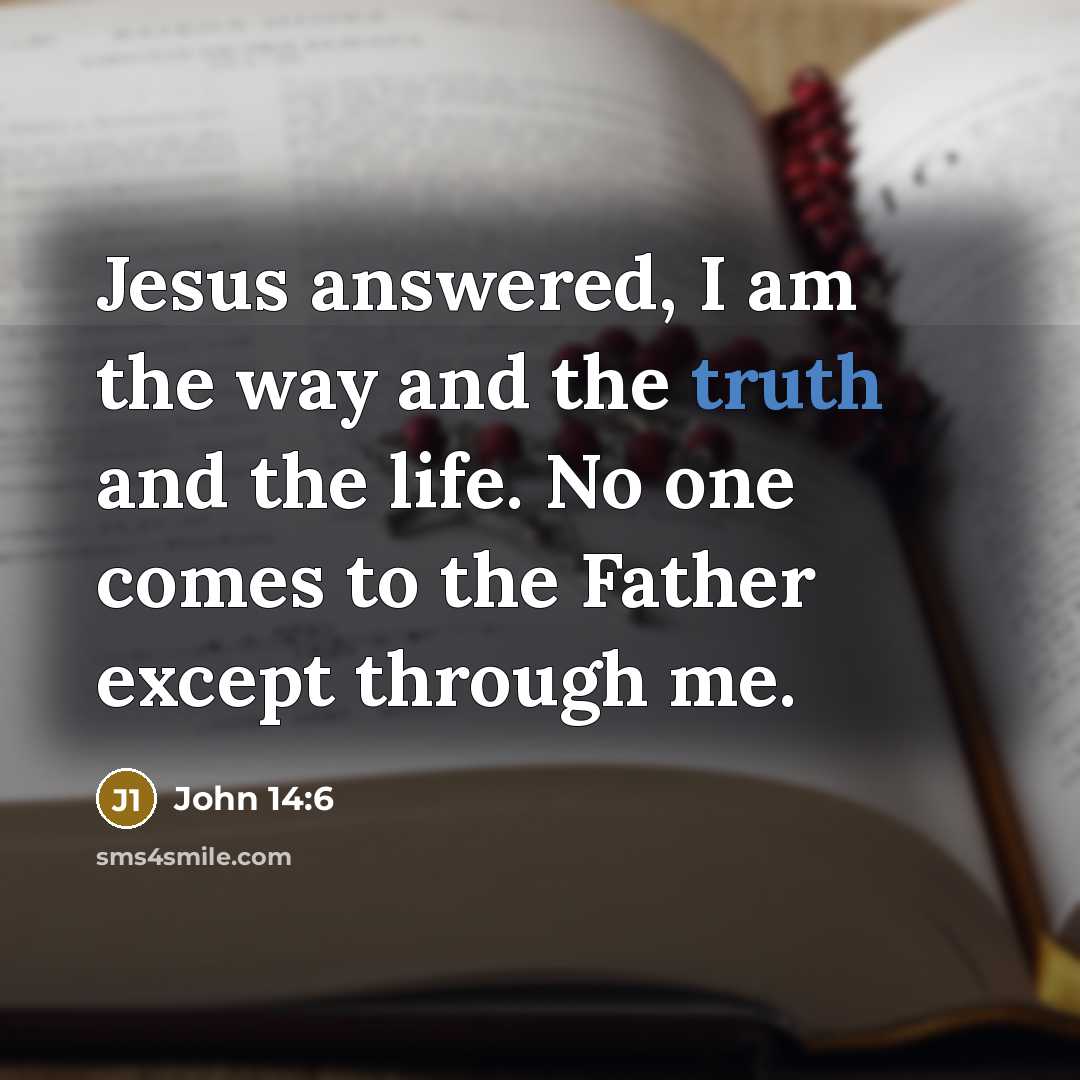 “Jesus answered, I am the way and the truth and the life. No one comes to the Father except through me.” quote by John 14:6
