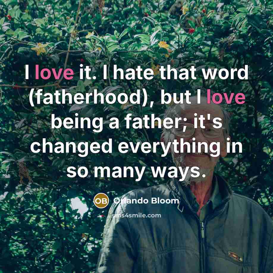 “I love it. I hate that word (fatherhood), but I…” quote by Orlando Bloom