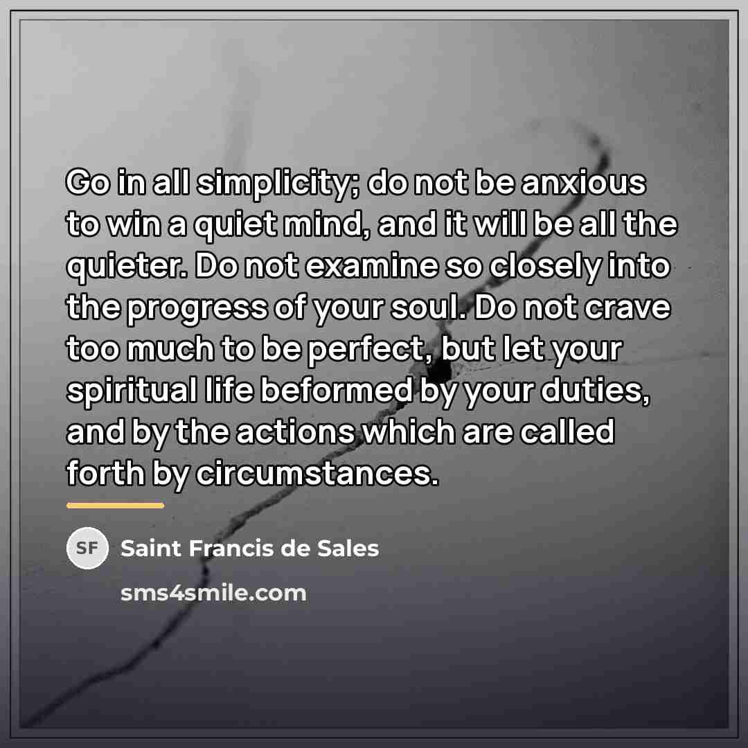 “Go in all simplicity; do not be anxious to win…” quote by Saint Francis de Sales