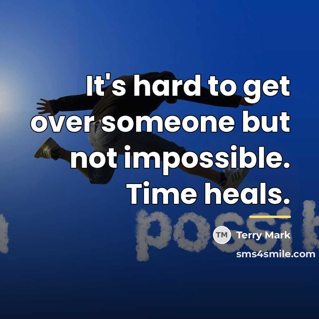 “It's hard to get over someone but not impossible. Time…” quote by Terry Mark