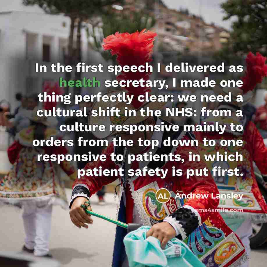 “In the first speech I delivered as health secretary, I…” quote by Andrew Lansley