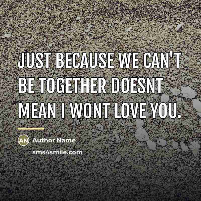 “Just because we can't be together doesnt mean I wont…” quote by Author Name