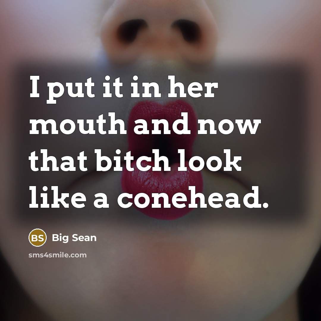 “I put it in her mouth and now that bitch look like a conehead.” quote by Big Sean