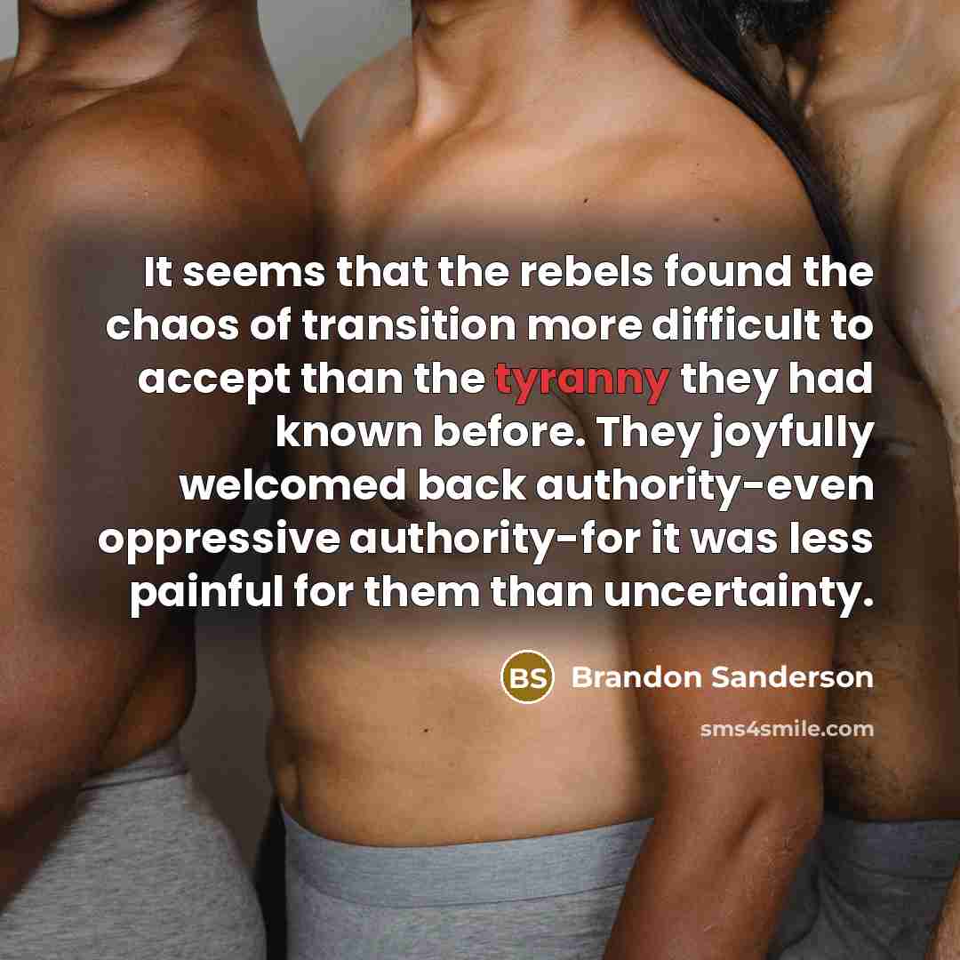 “It seems that the rebels found the chaos of transition…” quote by Brandon Sanderson