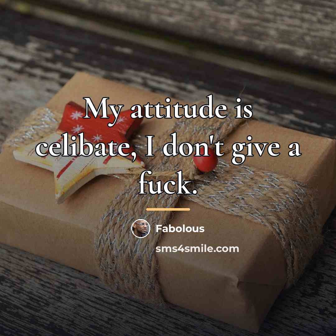 “My attitude is celibate, I don't give a fuck.…” quote by Fabolous