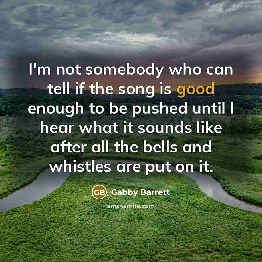 “I'm not somebody who can tell if the song is…” quote by Gabby Barrett