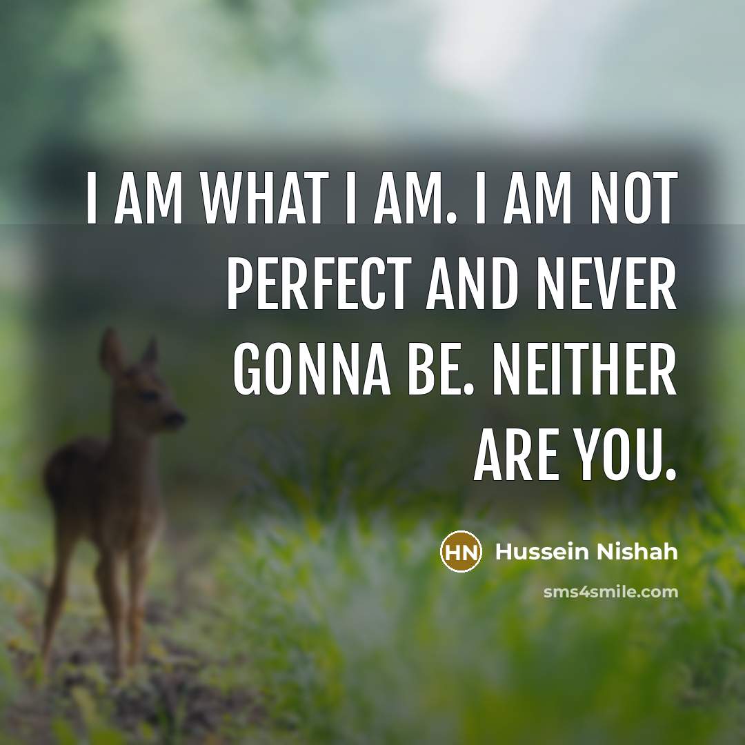 “I am what I am. I am NOT perfect and…” quote by Hussein Nishah