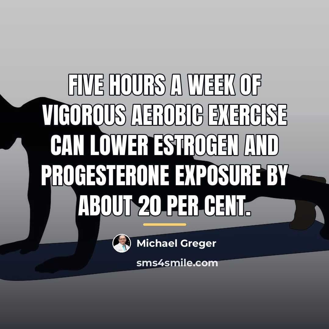 “Five hours a week of vigorous aerobic exercise can lower…” quote by Michael Greger