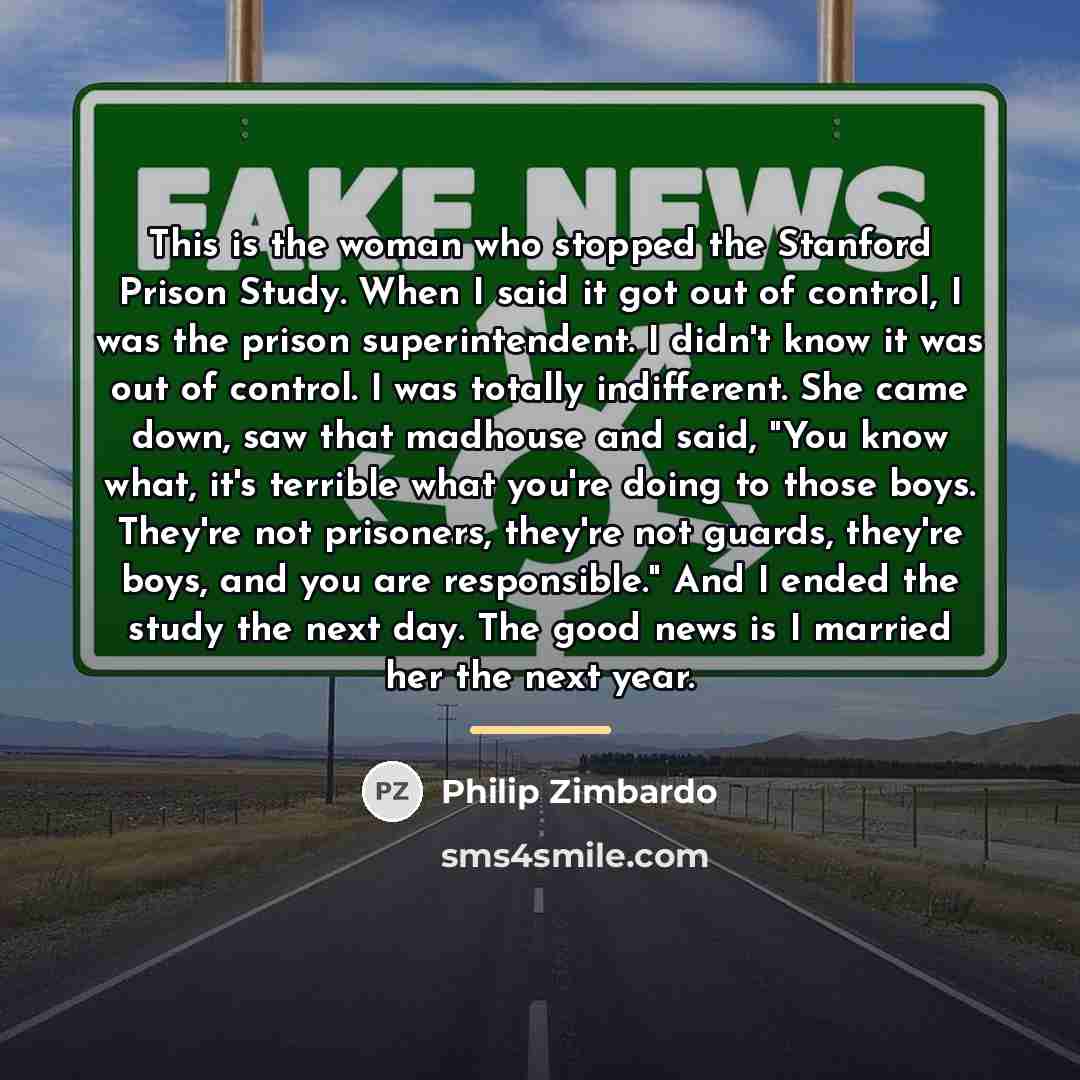 “This is the woman who stopped the Stanford Prison Study.…” quote by Philip Zimbardo