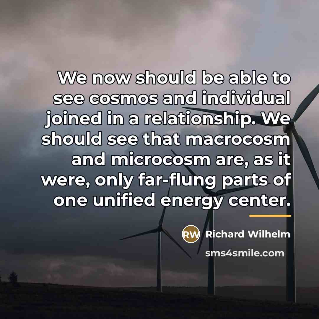 “We now should be able to see cosmos and individual…” quote by Richard Wilhelm