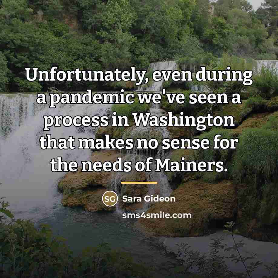 “Unfortunately, even during a pandemic we've seen a process in…” quote by Sara Gideon