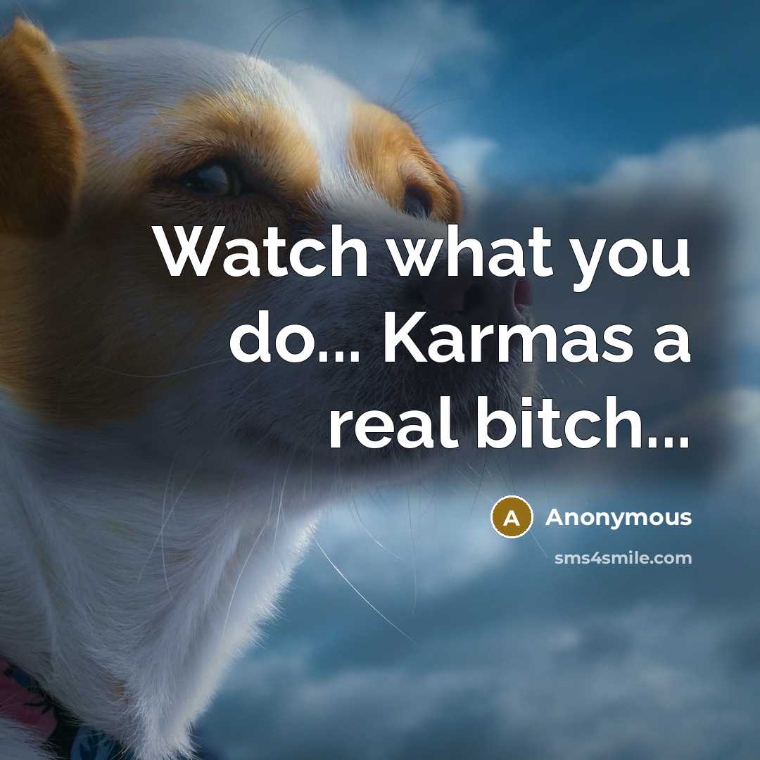 “Watch what you do... Karmas a real bitch...…” quote by Anonymous