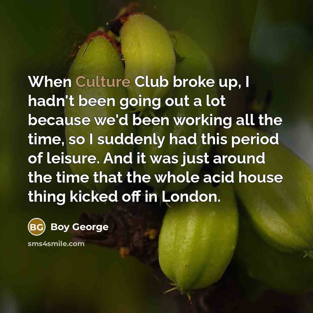 “When Culture Club broke up, I hadn't been going out…” quote by Boy George