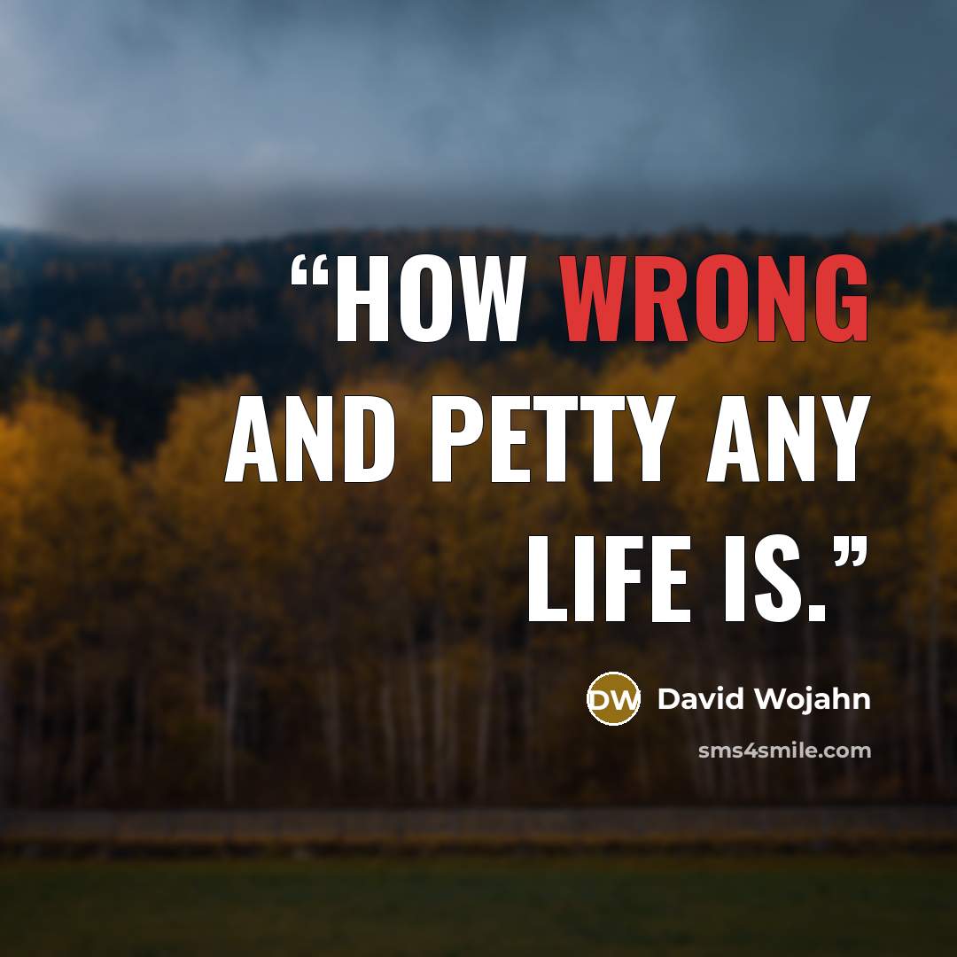 “How wrong and petty any life is.” quote by David Wojahn